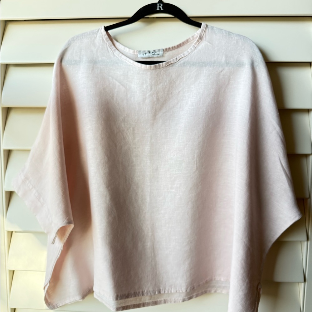 Gigi Moda Elegant Light Pink 100% Linen, Made in Italy Women's Top